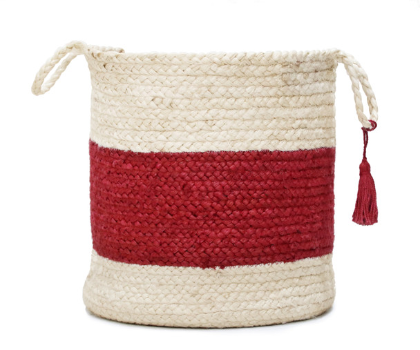 LR Home Baskets 16077 Bleached White Cranberry Red Basket