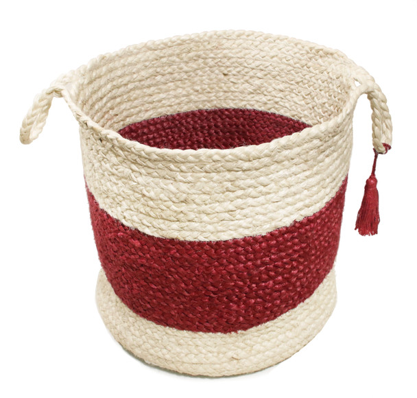 LR Home Baskets 16077 Bleached White Cranberry Red Basket