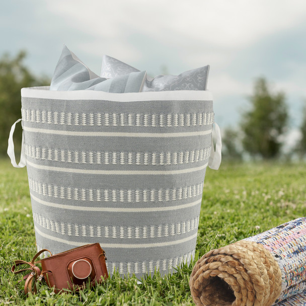 LR Home Outdoor Basket 07588 Slate Blue-Gray White Basket