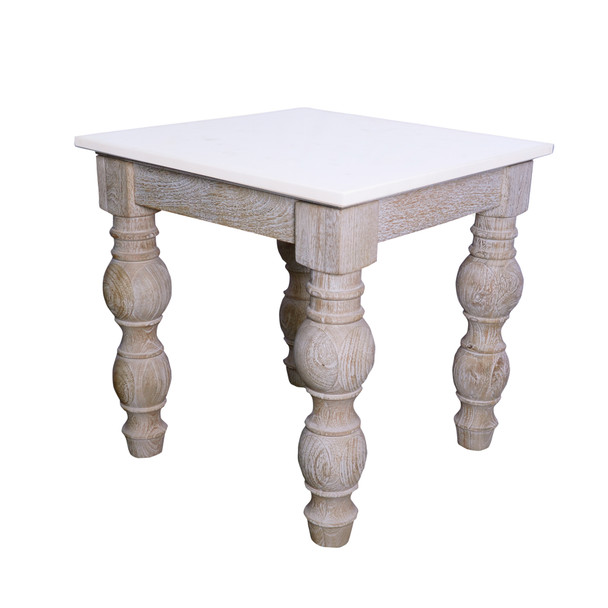 LR Home Vintage 03865 White Washed Side Table