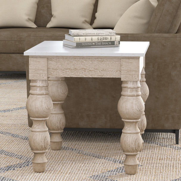 LR Home Vintage 03865 White Washed Side Table