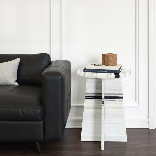 LR Home Arcadia 46334 White Black Side Table