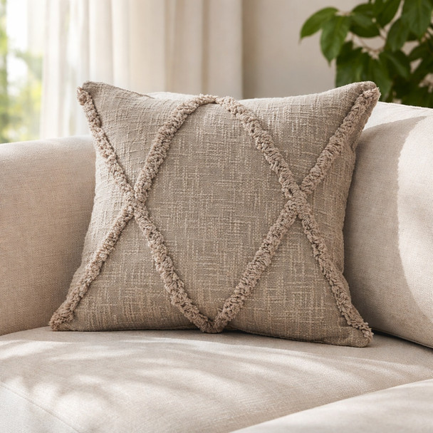 LR Home Reese 07322 Taupe Throw Pillow