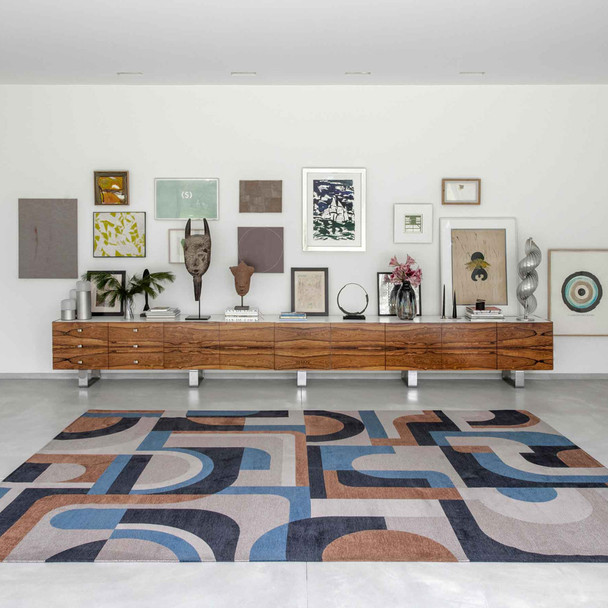 Louis De Poortere Nuance Module 9196 Camel Blue Rug