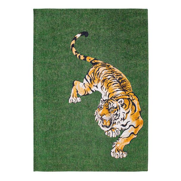 Louis De Poortere Pop Tiger 9388 Green On Fire Rug