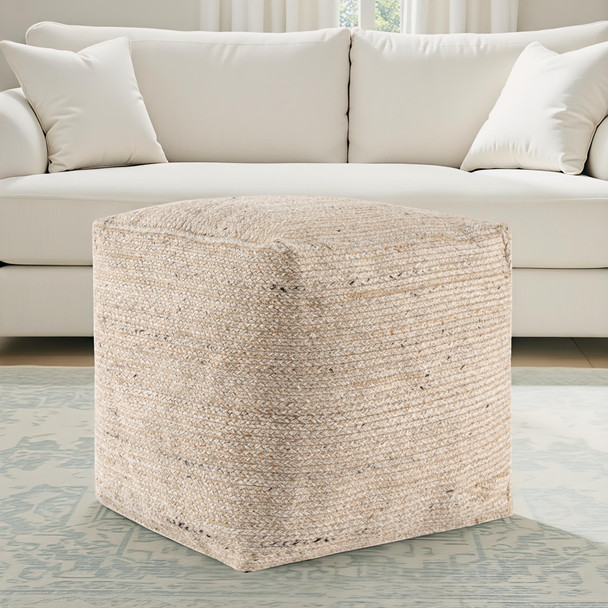 LR Home PB Natural 34307 Natural Beige Pouf