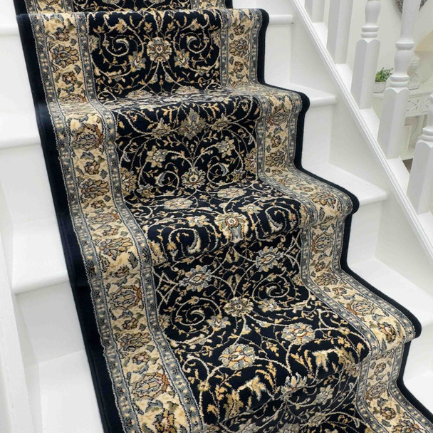 Dynamic Ancient Garden 57120 3464 Navy Custom Runner - 26" Wide