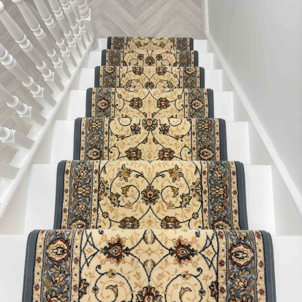 Dynamic Ancient Garden 57120 6454 Beige Light Blue Custom Runner - 26" Wide