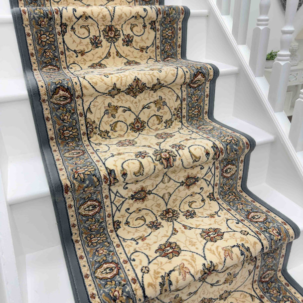 Dynamic Ancient Garden 57120 6454 Beige Light Blue Custom Runner - 26" Wide