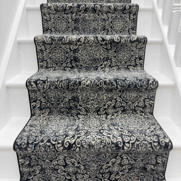 Dynamic Ancient Garden 57162 3696 Steel Blue Custom Runner - 26" Wide