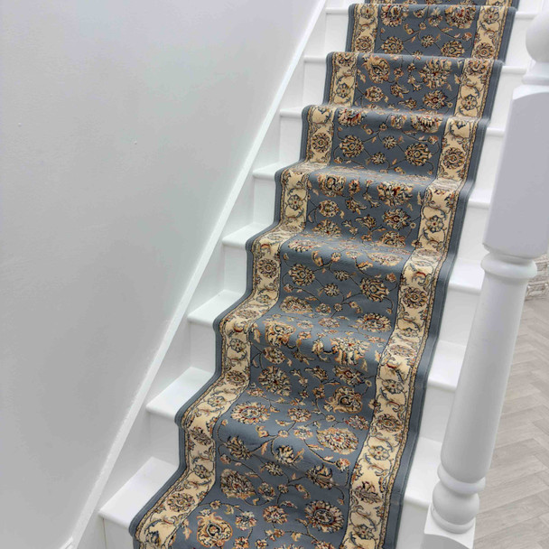 Dynamic Ancient Garden 57365 5464 Light Blue Ivory Custom Runner - 26" Wide