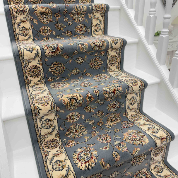 Dynamic Ancient Garden 57365 5464 Light Blue Ivory Custom Runner - 26" Wide