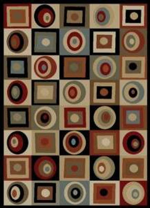 Concord Soho 6023 Round and Squares Black Area Rug