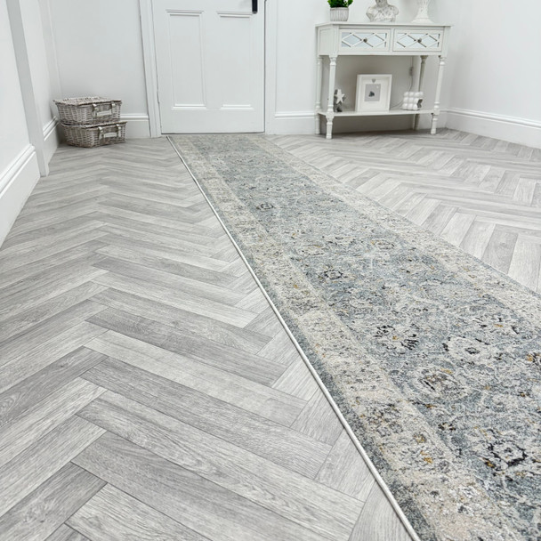Dynamic Annalise 7604 580 Blue Beige Custom Runner - 26" Wide