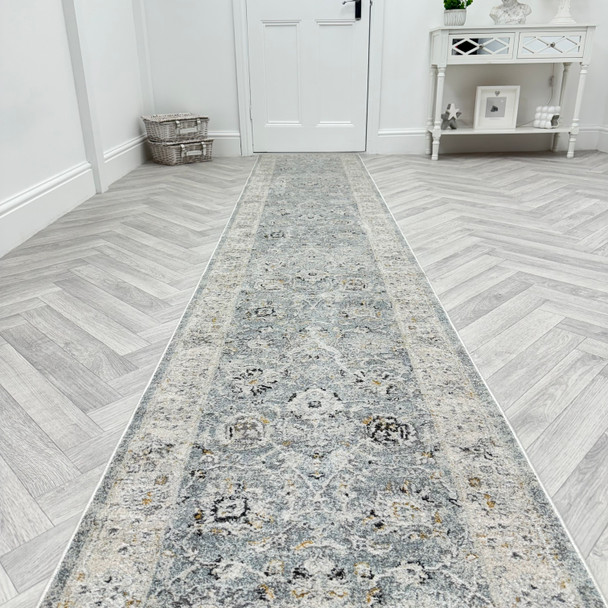 Dynamic Annalise 7604 580 Blue Beige Custom Runner - 31" Wide