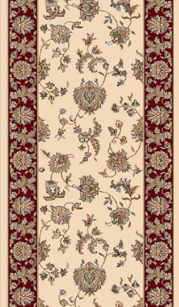 Dynamic Brilliant 7226 191 Ivory Red Border Custom Runner - 26" Wide