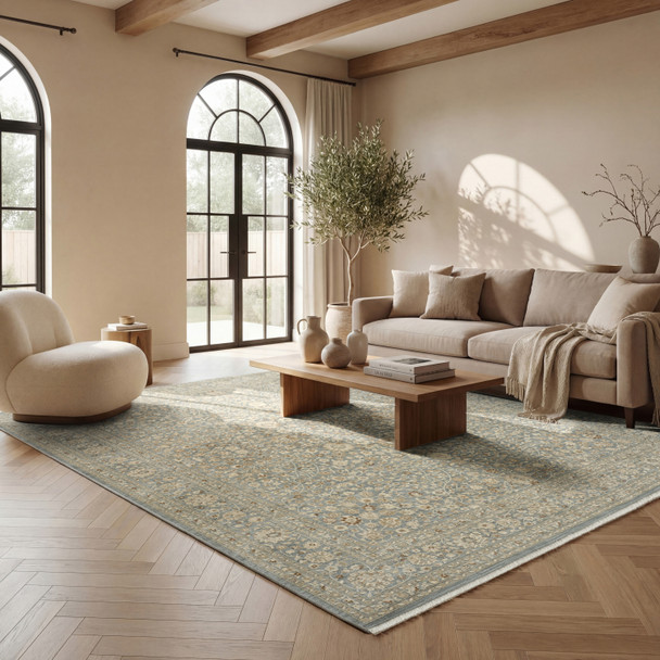 Nourison Ashbourne ASE03 Slate Blue Rug