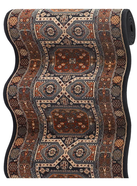 Couristan Timeless Treasures 4324/B500A Maharaja Ebony Custom Runner - 31" Wide