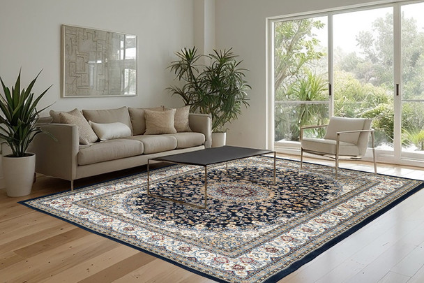 Dynamic Ancient Garden 57119 3434 Blue Ivory Area Rug