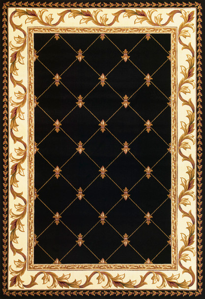 Corinthian 5321 Black Fleur De Lis Rug by Kas