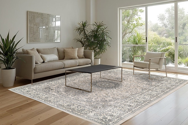Dynamic Ancient Garden 57119 9666 Soft Grey Cream Area Rug