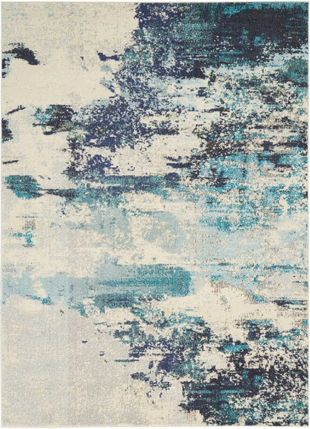 Nourison Celestial CES02 Ivory Teal Blue Rug