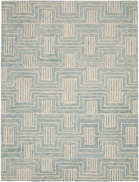 Nourison Interlock ITL06 Ivory Turquoise Rug