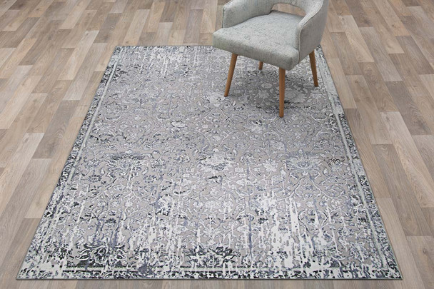 Couristan Brocatelle Brocade Damask 2608-8260 Silver Cream Rug
