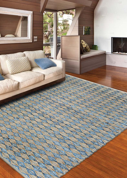 Couristan Nature's Elements Nautical Ripples 8265-0461 Wheat Denim Rug