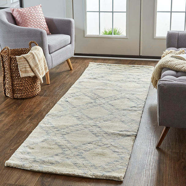 Abytha 6458F Transitional Diamond Gray/Blue/Ivory Area Rug