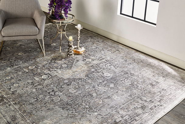 Feizy Sarrant 3966F Gray Silver Rug