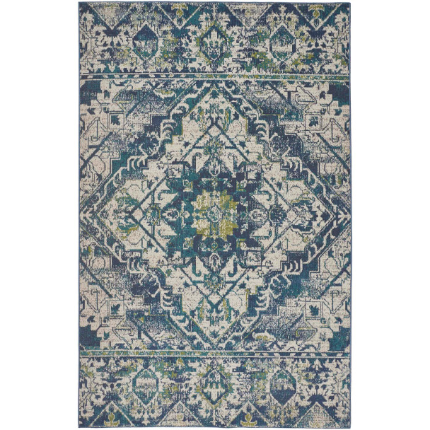 Feizy Foster 3760F Teal Teal Rug