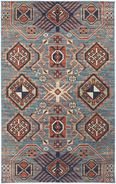 Feizy Nolan 39C9F Turquoise Orange Rug