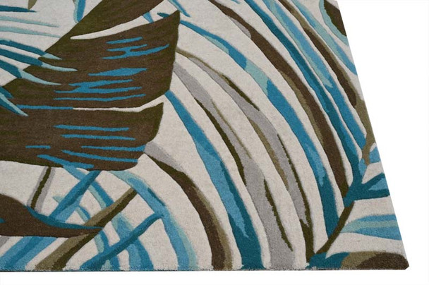 Kas Cove 3002 Ivory Teal Palms Rug