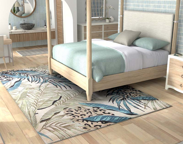 Kas Sparta 3183 Ivory Blue Leopard Rug