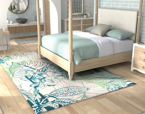Kas Sparta 3184 Ivory Green Foliage Rug