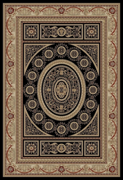 Concord Jewel 4413 Aubusson Black Area Rug