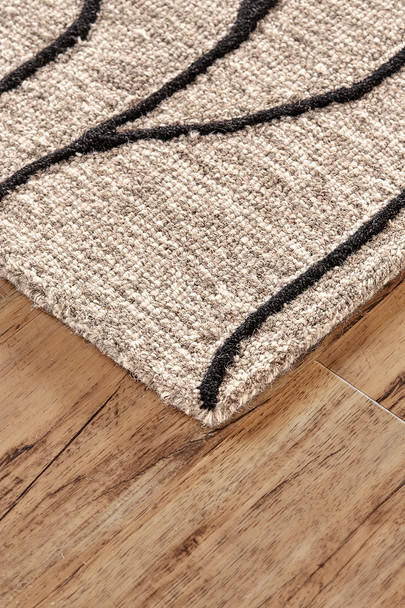 Feizy Enzo 8734F Taupe Black Rug