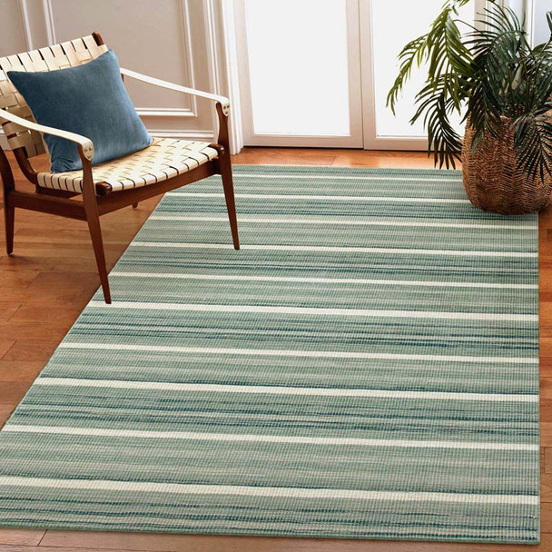 TransOcean Aruba 7539 04 Faded Stripe Aqua Rug