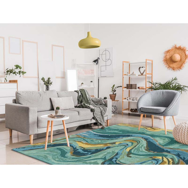 TransOcean Corsica 9149 03 Panorama Blue Green Rug