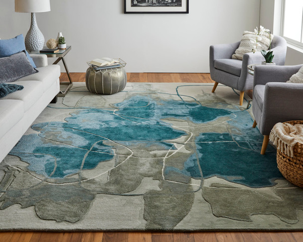 Feizy Anya 8885F Blue Gray Ivory Area Rug