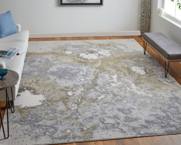Feizy Astra 39L3F Gray Gold Ivory Area Rug