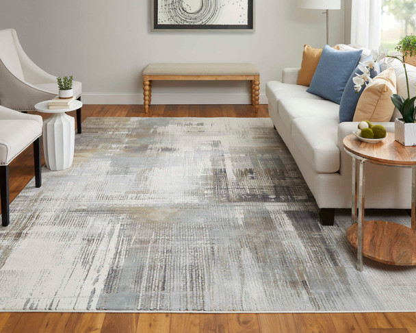 Feizy Clio 39LWF Ivory Gray Brown Area Rug