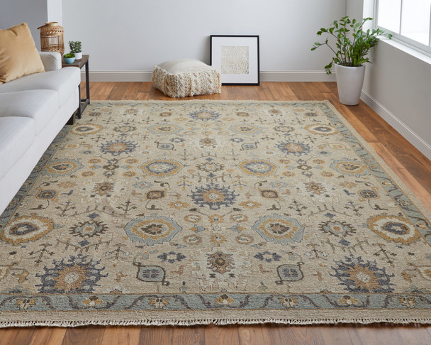 Feizy Corbitt 0613F Tan Blue Gold Area Rug