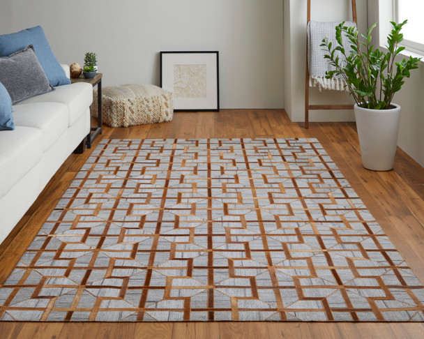Feizy Fannin 0756F Tan Brown Gray Area Rug