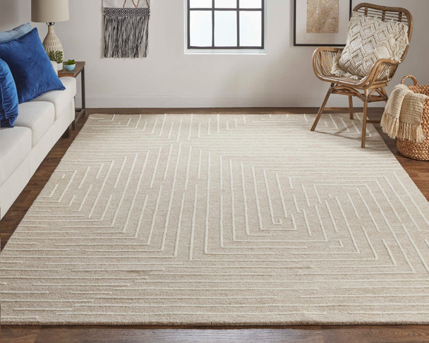 Feizy Fenner T8003 Taupe Ivory Area Rug