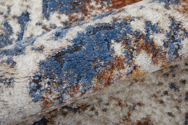 Feizy Gilmore 39MMF Ivory Blue Orange Area Rug