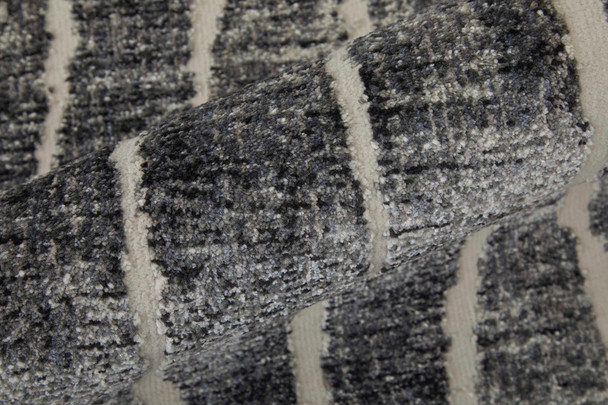 Feizy Kano 39LIF Black Gray Ivory Area Rug