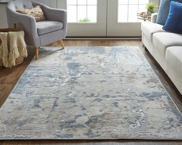 Feizy Laina 39GHF Ivory Gray Blue Area Rug