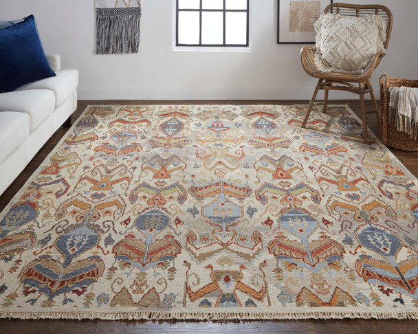Feizy Leylan 0563F Tan Ivory Orange Area Rug